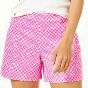 Lilly Pulitzer Arabeth Vibrant Pink Gingham Tailored Shorts